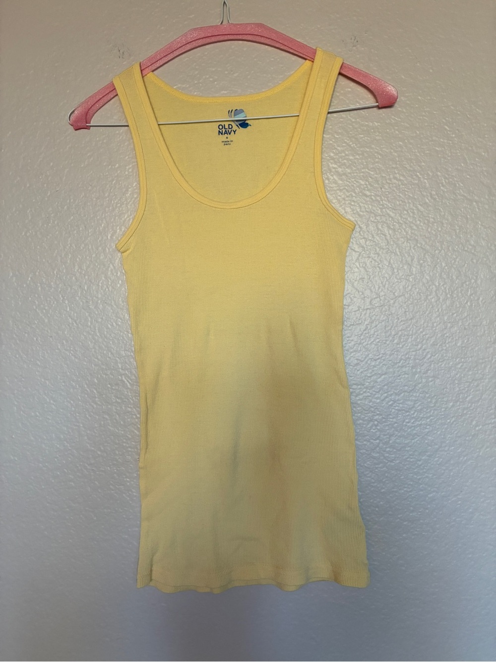 Y2K 2000s Old Navy 100% Cotton Size S Women's Yellow Ribbed Tank Top Everyday